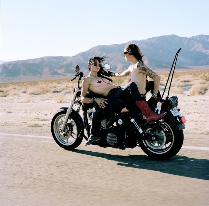 Girls on a motorcycle in St. Johns