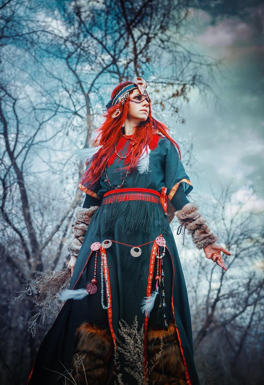 Girls in Slavic costumes underwear in St. Johns